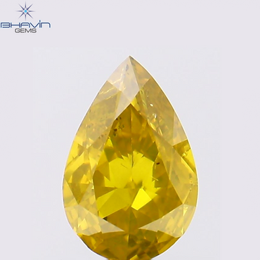 0.54 CT Pear Shape Natural Diamond Yellow Color SI1 Clarity (6.75 MM)