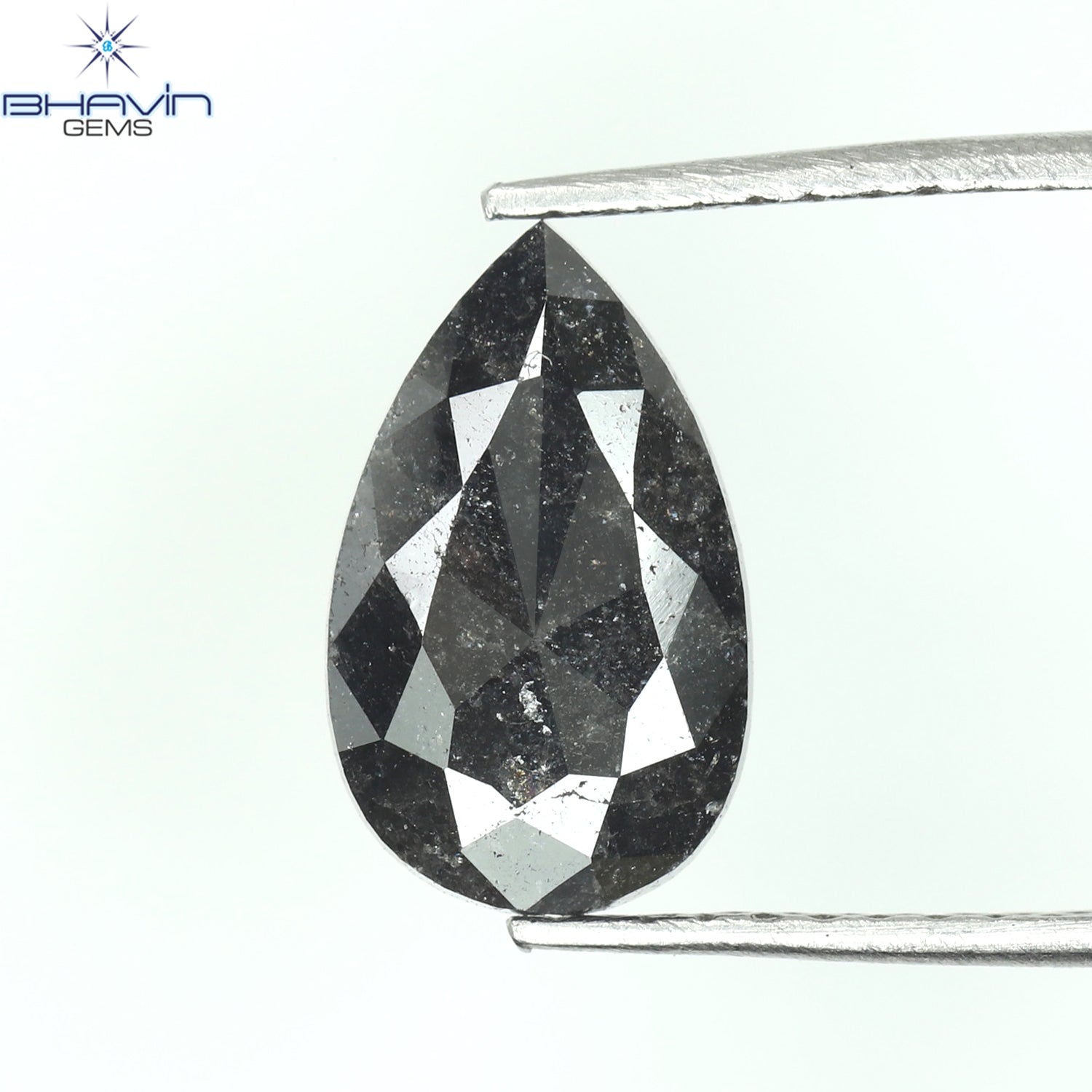 1.20 CT Pear Shape Natural Diamond Black Color I3 Clarity (10.68 MM)