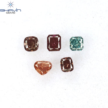 0.28 CT/5 ピース ミックス シェイプ ナチュラル ダイヤモンド ピンク色 SI2 クラリティ (2.40 MM)