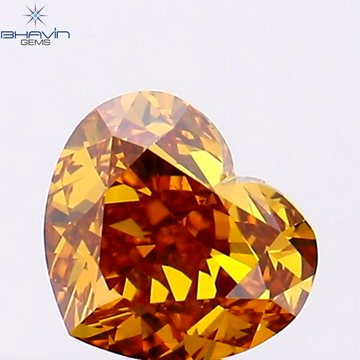 0.74 CT Natural Heart Diamond Enhanced Orange Color Clarity VS2 (5.75 MM)