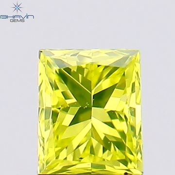 0.14 CT プリンセス シェイプ 天然ダイヤモンド 緑がかった黄色 VS1 クラリティ (2.87 MM )