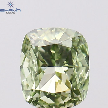 0.26 CT Natural Cushion Diamond Enhanced Green Color Clarity VS1 (4.00 MM)