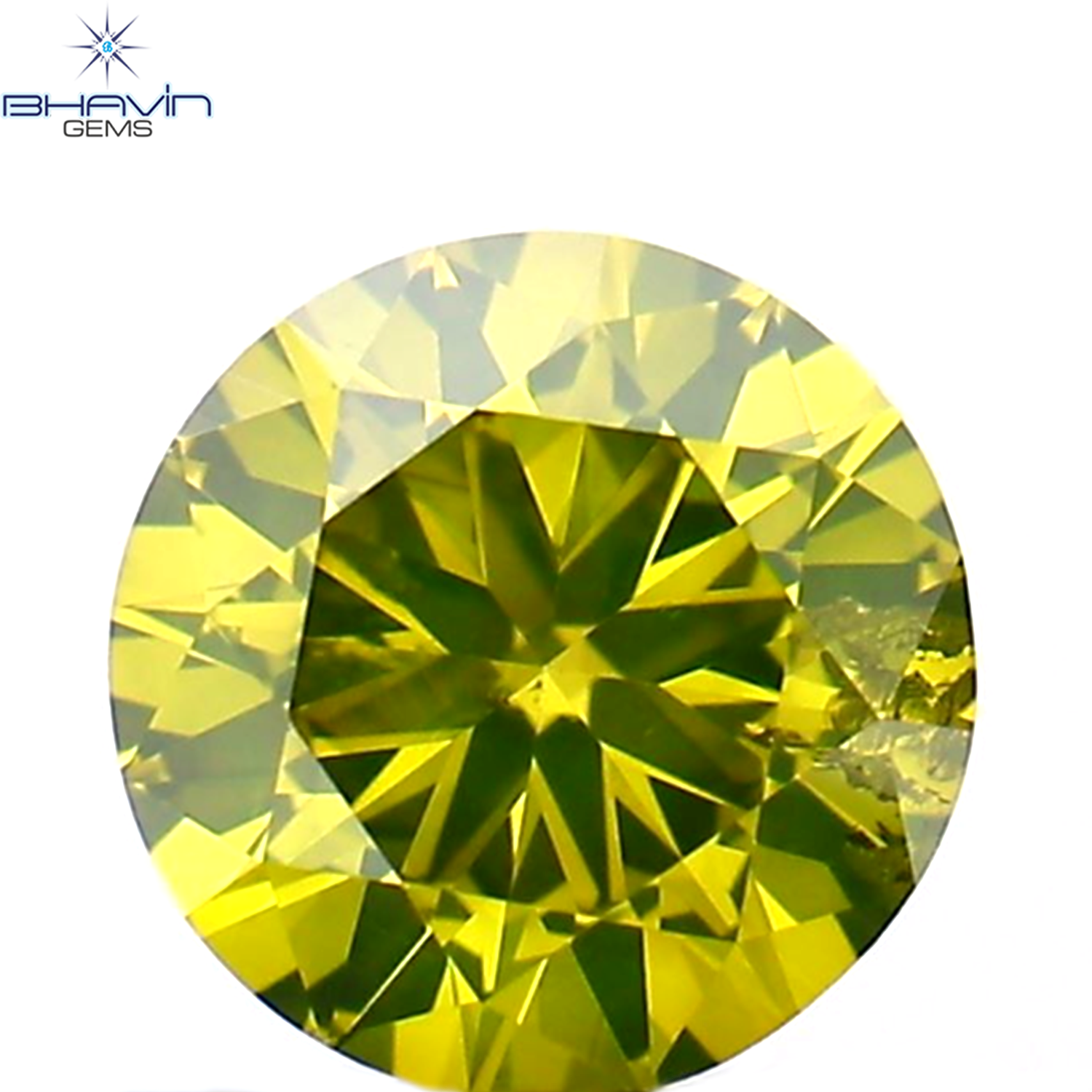 0.31 CT Round Shape Natural Diamond Yellow Green Color SI1 Clarity (4.42 MM)