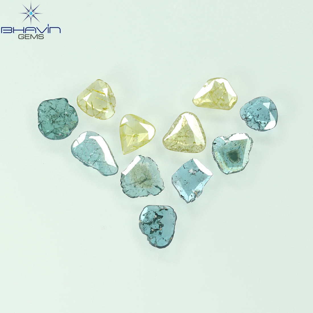 1.19 CT/11 Pcs Natural Slice Diamond Enhanced Blue Color Clarity I3 (6.08 MM)