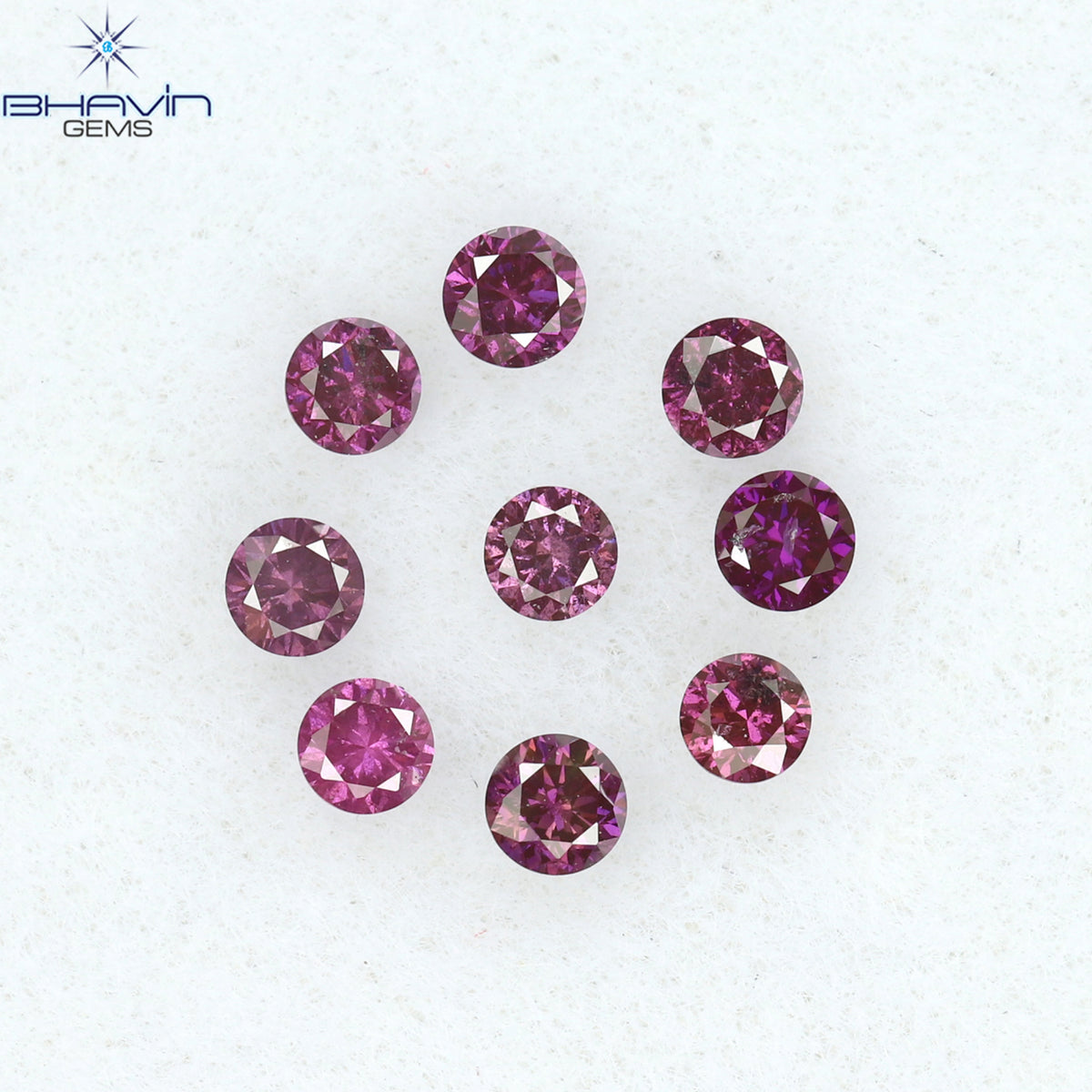 0.24 CT/9 PCS ラウンド ダイヤモンド ピンク色 天然ダイヤモンド I1 クラリティ (1.90 MM)
