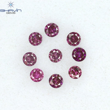 0.24 CT/9 PCS ラウンド ダイヤモンド ピンク色 天然ダイヤモンド I1 クラリティ (1.90 MM)