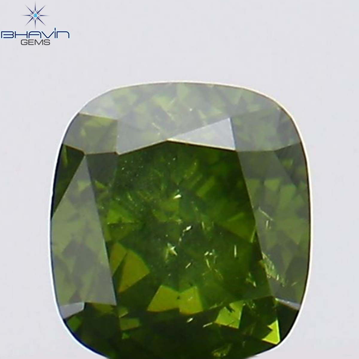 0.24 CT クッション シェイプ ナチュラル ルース ダイヤモンド 強化グリーン カラー SI2 クラリティ (3.55 MM)