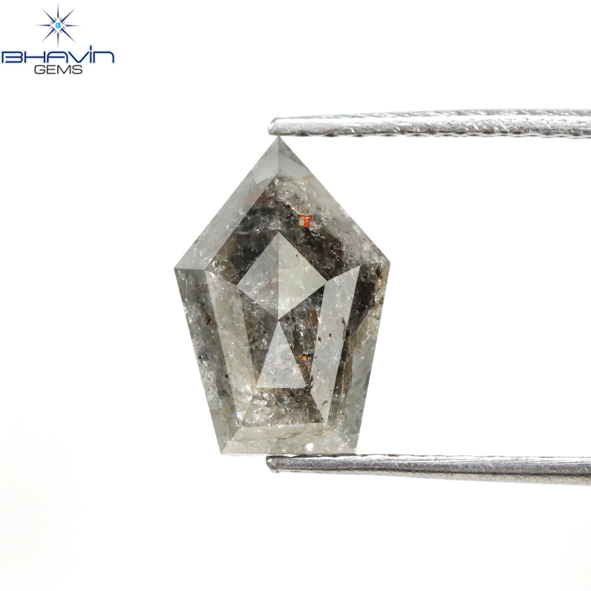 1.62 CT スクエア カット形状 天然ダイヤモンド ソルト アンド ペッパー カラー I3 クラリティ (6.94 MM)