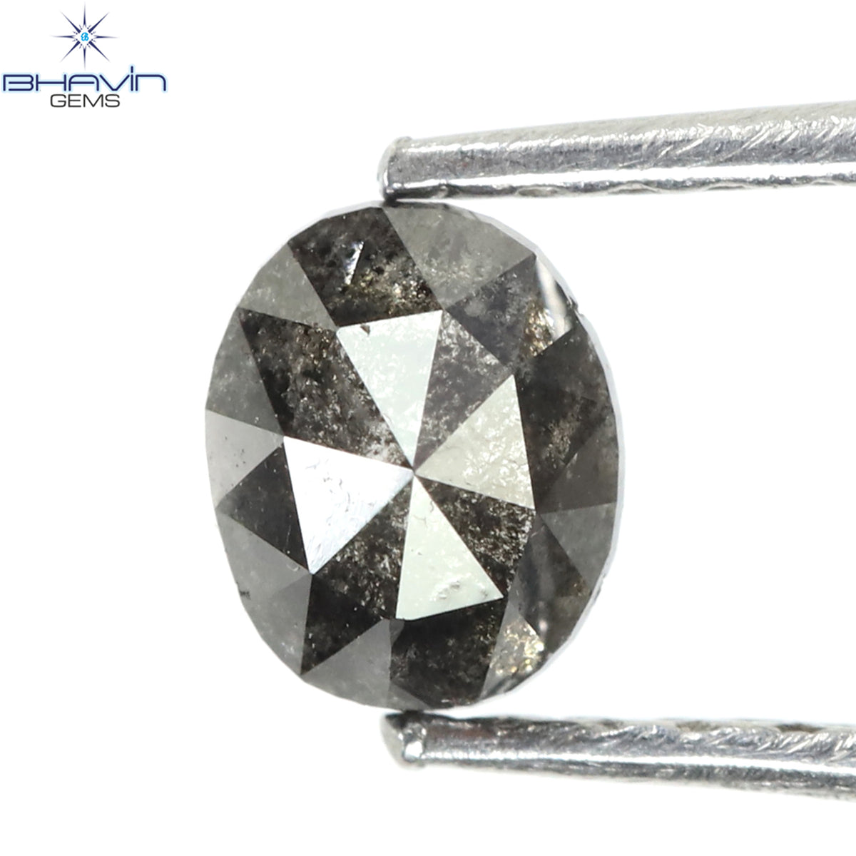 0.45 CT オーバルシェイプ ナチュラル ダイヤモンド ソルト アンド パッパー カラー I3 クラリティ (4.83 MM)