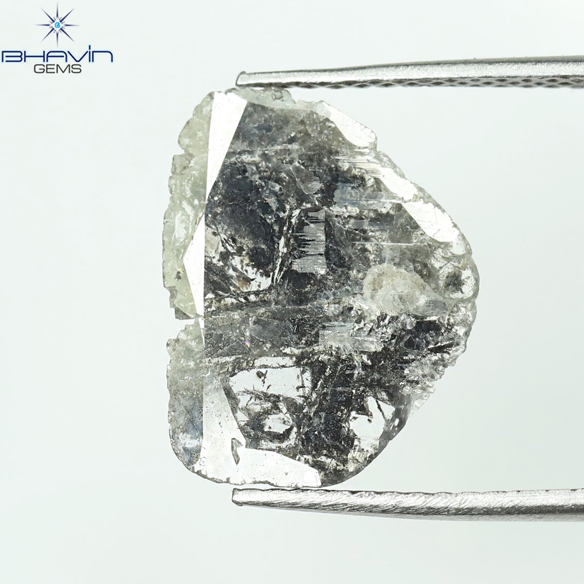 1.89 CT スライス シェイプ ナチュラル ダイヤモンド ソルト アンド ペッパー カラー I3 クラリティ (14.30 MM)