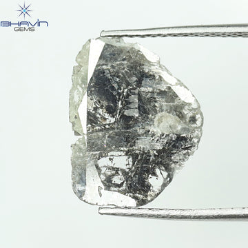 1.89 CT スライス シェイプ ナチュラル ダイヤモンド ソルト アンド ペッパー カラー I3 クラリティ (14.30 MM)