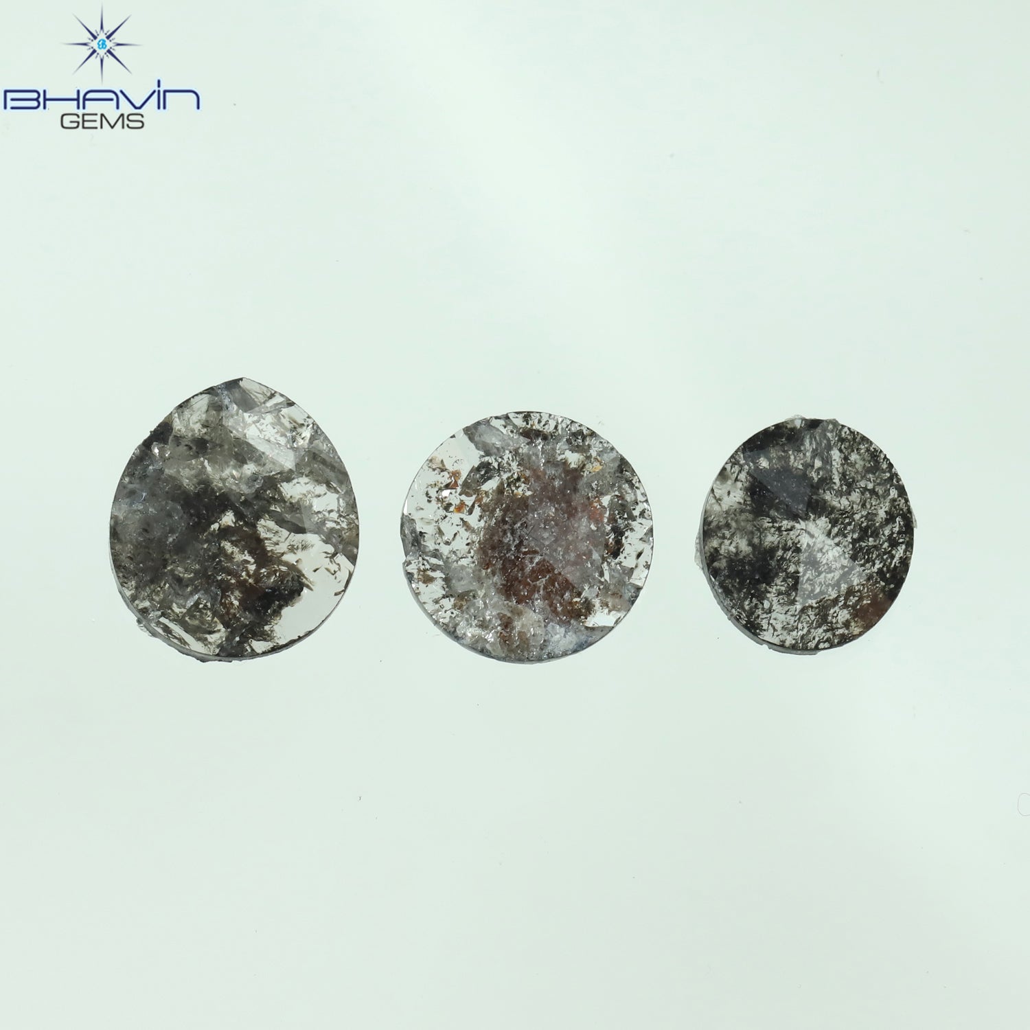 1.16 CT/3 Pcs Mix Slice Shape Natural Diamond  Salt And Pepper Color I3 Clarity (7.00 MM)