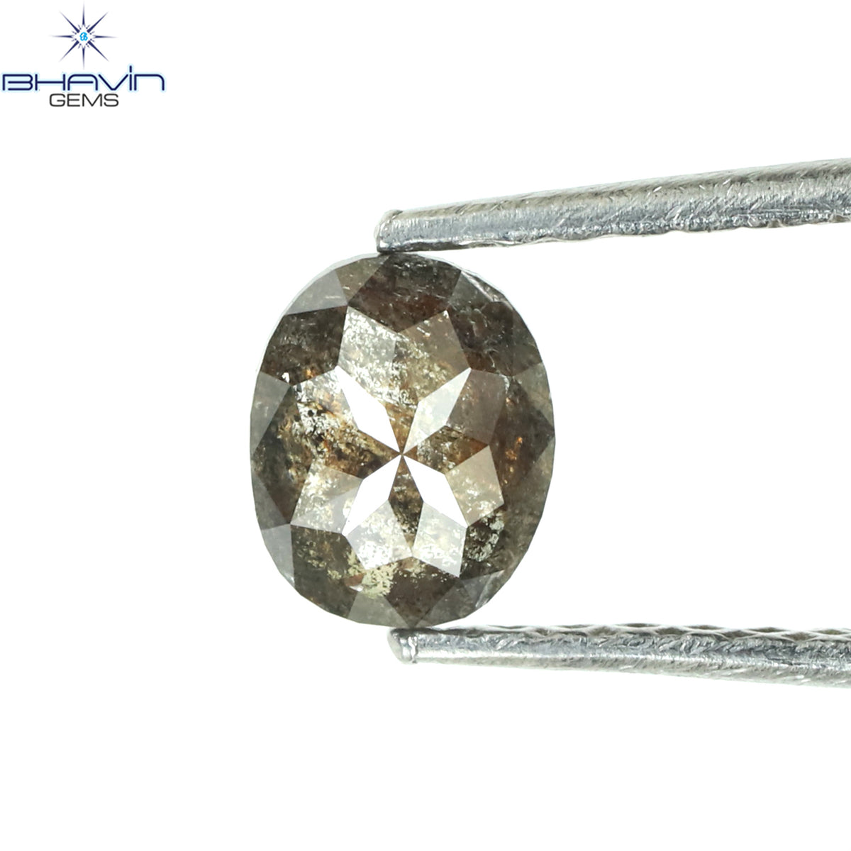 0.43 CT オーバルシェイプ ナチュラル ダイヤモンド ソルト アンド パッパー カラー I3 クラリティ (5.18 MM)