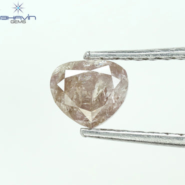 0.53 CT Heart Shape Natural Diamond Pink Color I3 Clarity (4.95 MM)