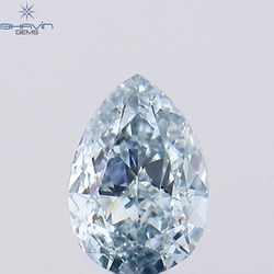 0.38 CT Pear Shape Natural Diamond Greenish Blue Color VS1 Clarity (5.51 MM)