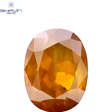 1.03 CT Natural Oval Diamond Enhanced Orange Yellow Color Clarity SI2 (6.80 MM)