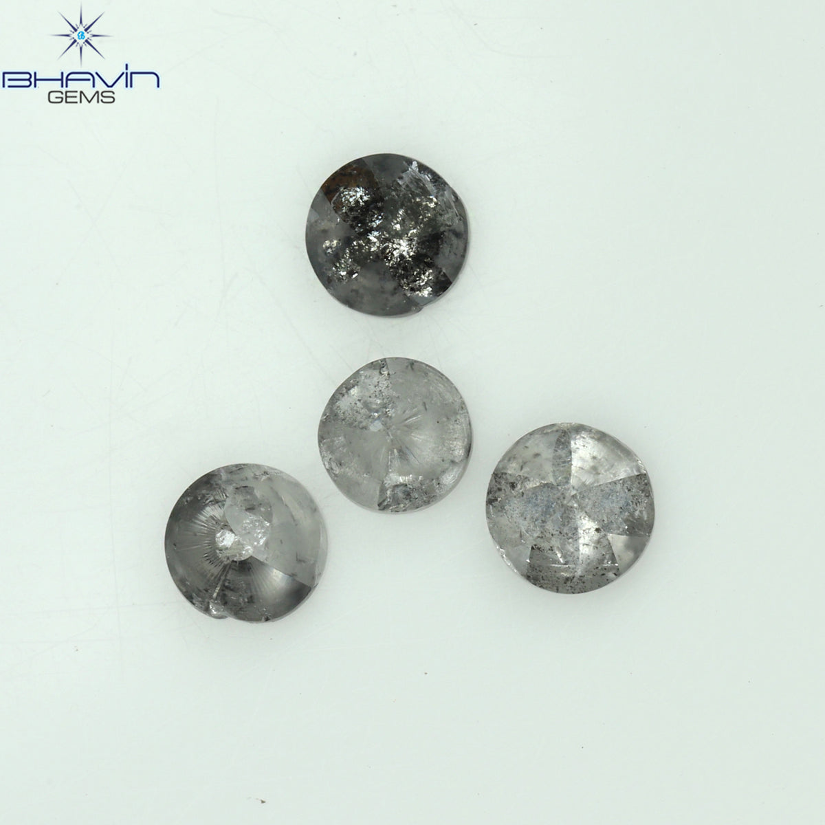 0.56 CT/4 Pcs Natural Uncut Diamond Salt And Pepper Color Clarity I3 (3.10 MM)