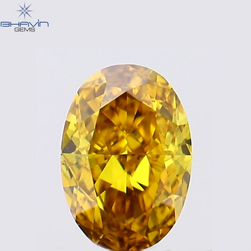 0.23 CT Natural Oval Diamond Enhanced Orange Color Clarity VS1 (4.53 MM)