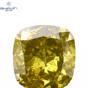 0.26 CT Natural Cushion Diamond Enhanced Yellow Color Clarity SI2 (3.79 MM)