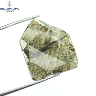 5.43 CT Slice Shape Natural Diamond Greyish Green Color I3 Clarity (18.60 MM)
