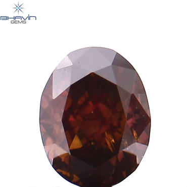 0.29 CT Oval Shape Natural Diamond Enhanced Brown Pink Color VS2 Clarity (4.39 MM)