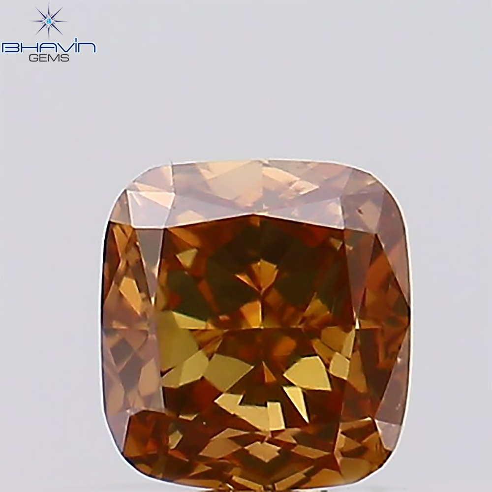 0.38 CT, Cushion Diamond, Pinkish Brown  Color, Clarity  VS1 (4.02 MM)