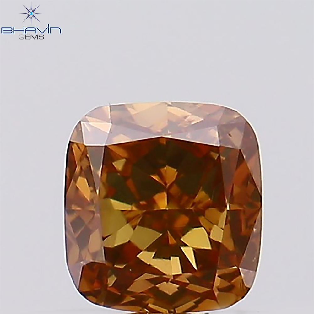 0.38 CT、クッション ダイヤモンド、ピンクがかったブラウン色、クラリティ VS1 (4.02 MM)