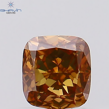 0.38 CT、クッション ダイヤモンド、ピンクがかったブラウン色、クラリティ VS1 (4.02 MM)