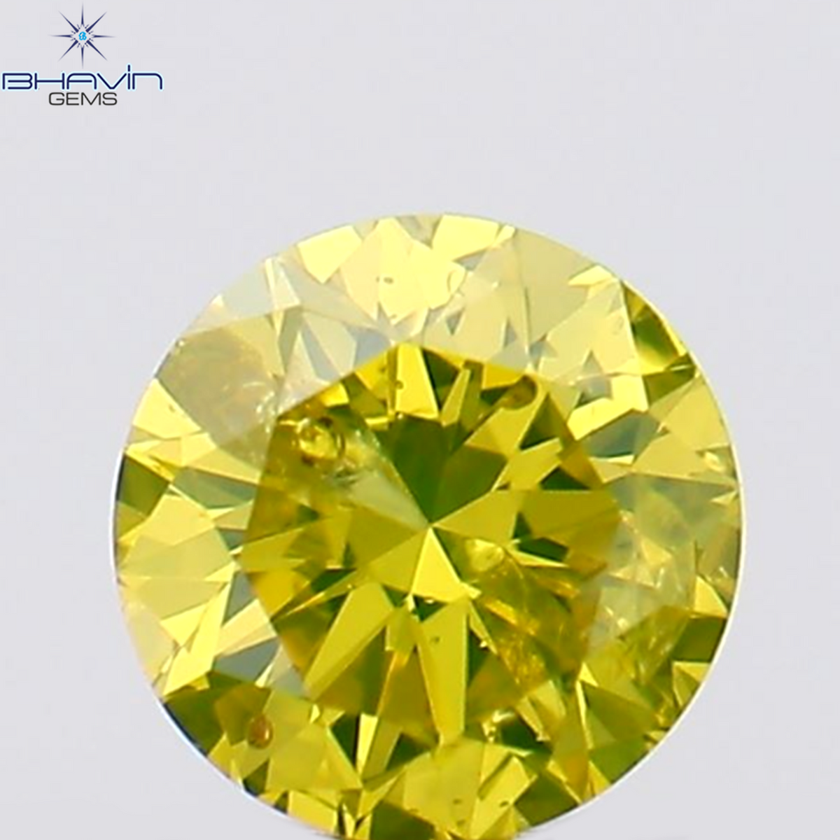 0.13 CT ラウンド シェイプ ナチュラル ダイヤモンド グリーン イエロー カラー SI2 クラリティ (3.24 MM)