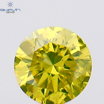 0.13 CT ラウンド シェイプ ナチュラル ダイヤモンド グリーン イエロー カラー SI2 クラリティ (3.24 MM)