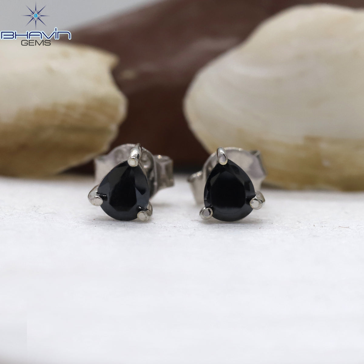 Midnight Emerald-Cut Black Diamond Stud Earrings