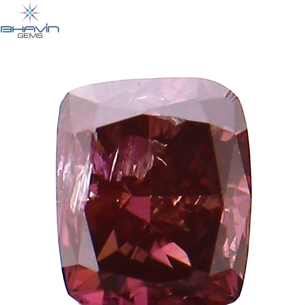 0.21 CT クッション シェイプ ナチュラル ルース ダイヤモンド エンハンスト ピンク カラー I1 クラリティ (3.71 MM)