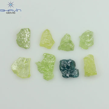 0.72 CT/8 Pcs Natural Rough Diamond Enhanced Mix Fancy Color Clarity I3 (4.70 MM)