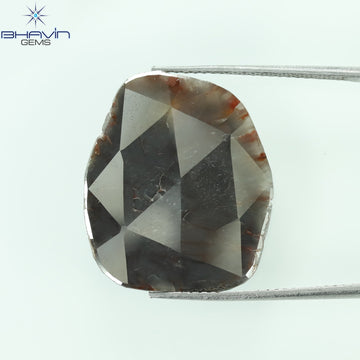 7.13 CT スライス形状 天然ダイヤモンド ブラウン グレー色 I3 クラリティ (22.00 MM)
