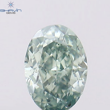 0.10 CT オーバルシェイプ ナチュラル ダイヤモンド ブルーイッシュ グリーン カラー VS1 クラリティ (3.57 MM)