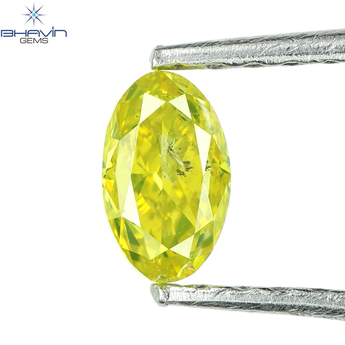 0.34 CT オーバルシェイプ エンハンスト イエロー カラー 天然ダイヤモンド I3 クラリティ (4.91 MM)