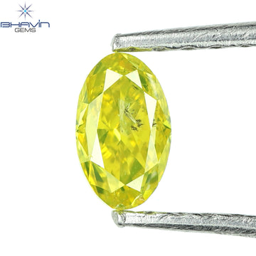 0.34 CT オーバルシェイプ エンハンスト イエロー カラー 天然ダイヤモンド I3 クラリティ (4.91 MM)