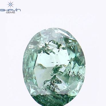 0.50 CT オーバル シェイプ ナチュラル ダイヤモンド グリーン カラー SI1 クラリティ (5.87 MM)