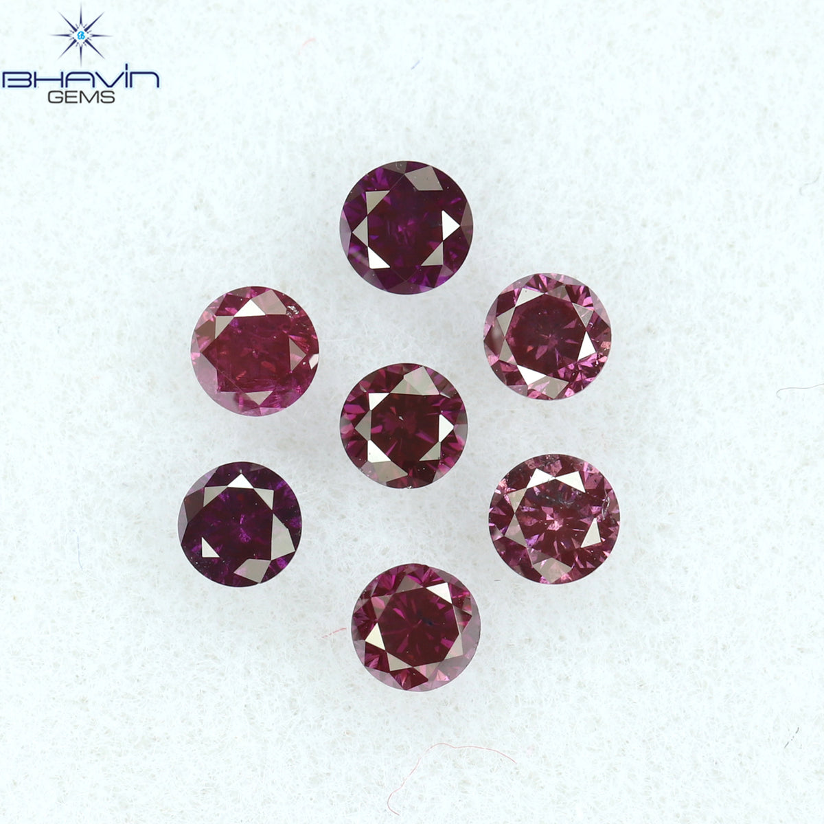0.39 CT/7 Pcs Natural Round Diamond Enhanced Pink Color Clarity I1 (2.40 MM)