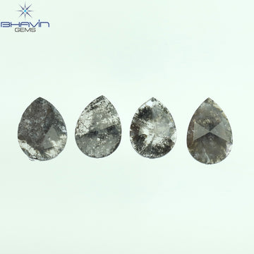 1.56 CT/4 Pcs Natural Pear Slice Diamond Salt And Pepper Color Clarity I3 (7.90 MM)
