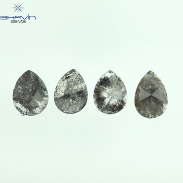 1.56 CT/4 Pcs Pear Slice Shape Natural Diamond Salt And Pepper Color I3 Clarity (7.90 MM)