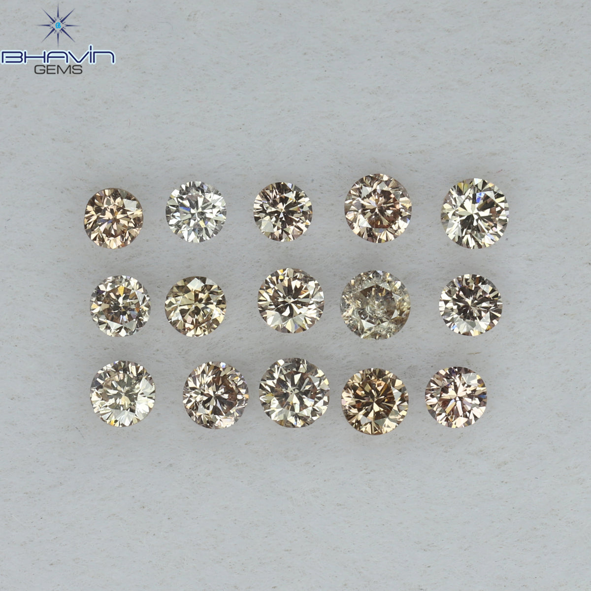 0.38 CT/15 Pcs Natural Round Diamond Brown Pink (Argyle) Color Clarity VS2 (2.00 MM)