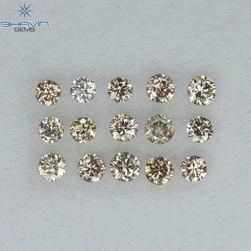 0.38 CT/15 Pcs Natural Round Diamond Brown Pink (Argyle) Color Clarity VS2 (2.00 MM)
