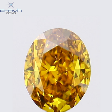 0.19 CT Natural Oval Diamond Enhanced Orange Color Clarity VS1 (3.64 MM)
