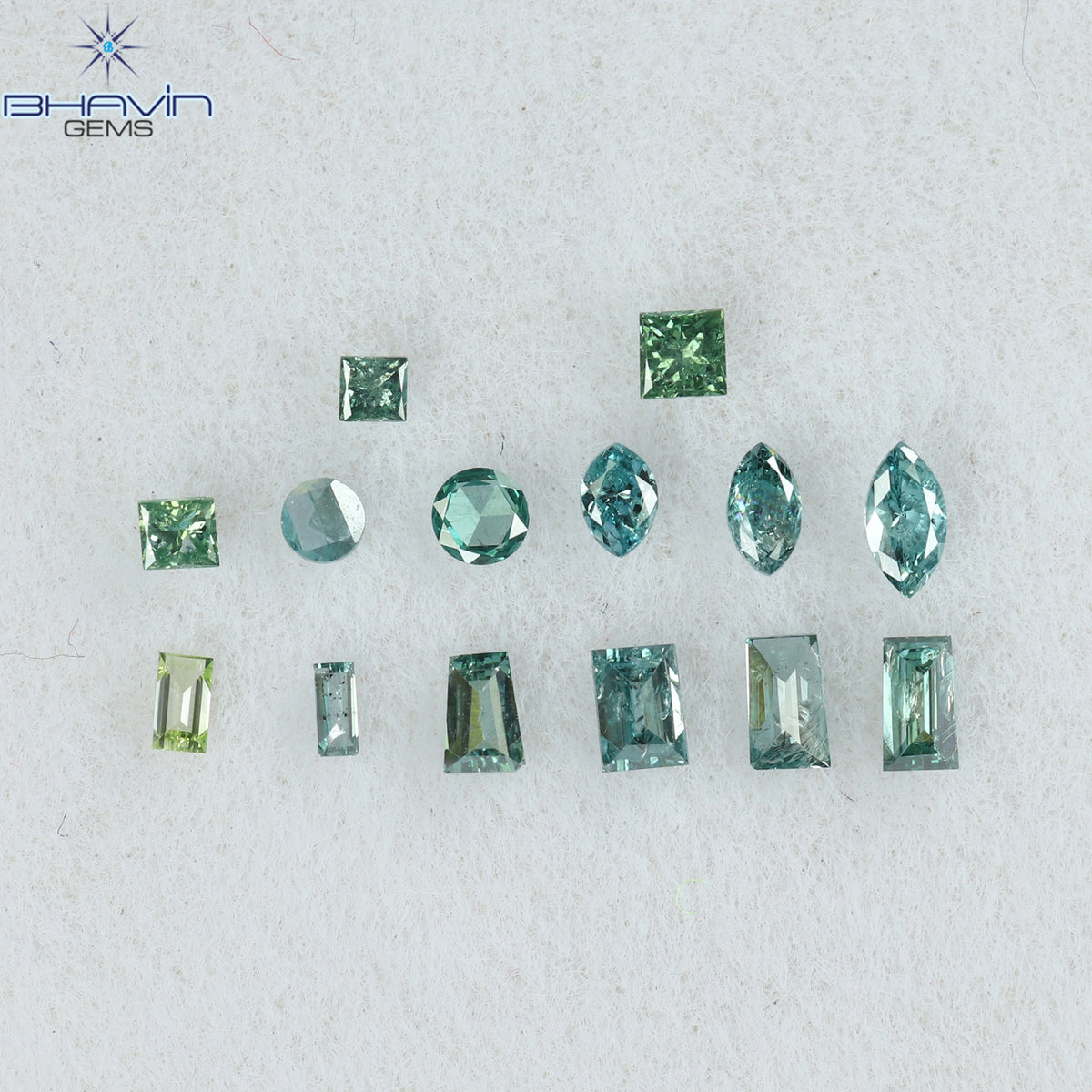 0.29 CT/14 Pcs Natural Mix Diamond Enhanced Blue Color Clarity SI (2.35 MM)