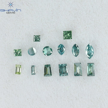 0.29 CT/14 Pcs Natural Mix Diamond Enhanced Blue Color Clarity SI (2.35 MM)