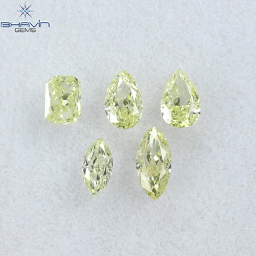 0.49 CT/5 ピース ミックス シェイプ ナチュラル ダイヤモンド イエロー カラー SI2 クラリティ (2.20 MM)