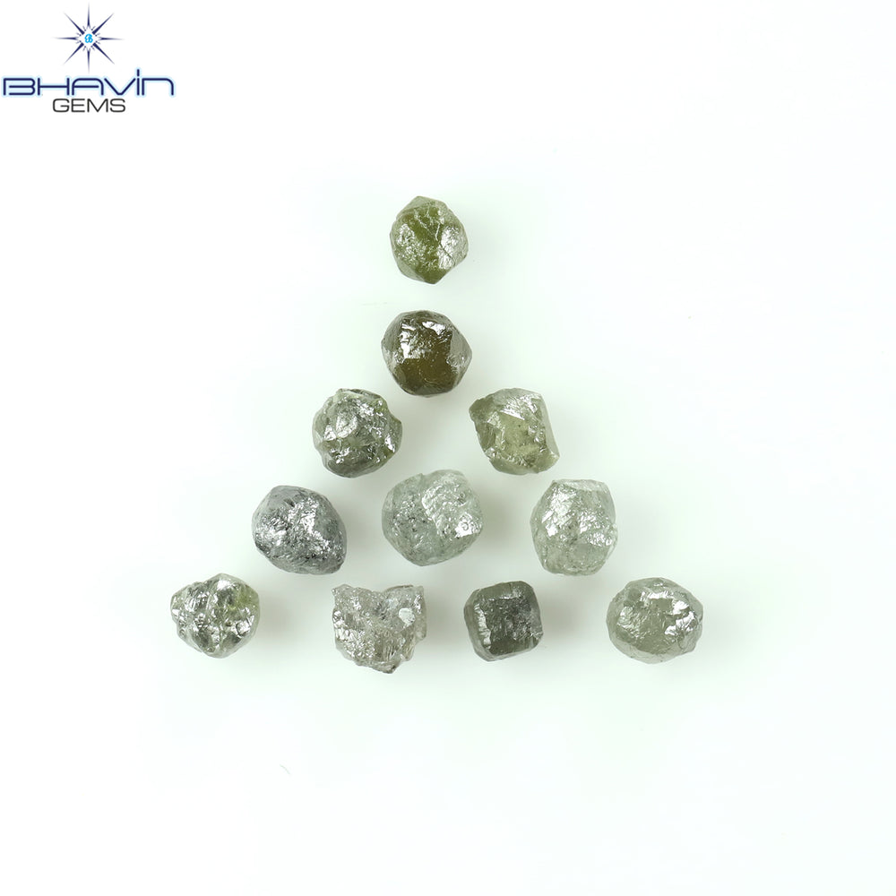 1.86 CT/11 ピース ラフシェイプ グレー カラー ナチュラル ダイヤモンド I3 クラリティ (3.03 MM)