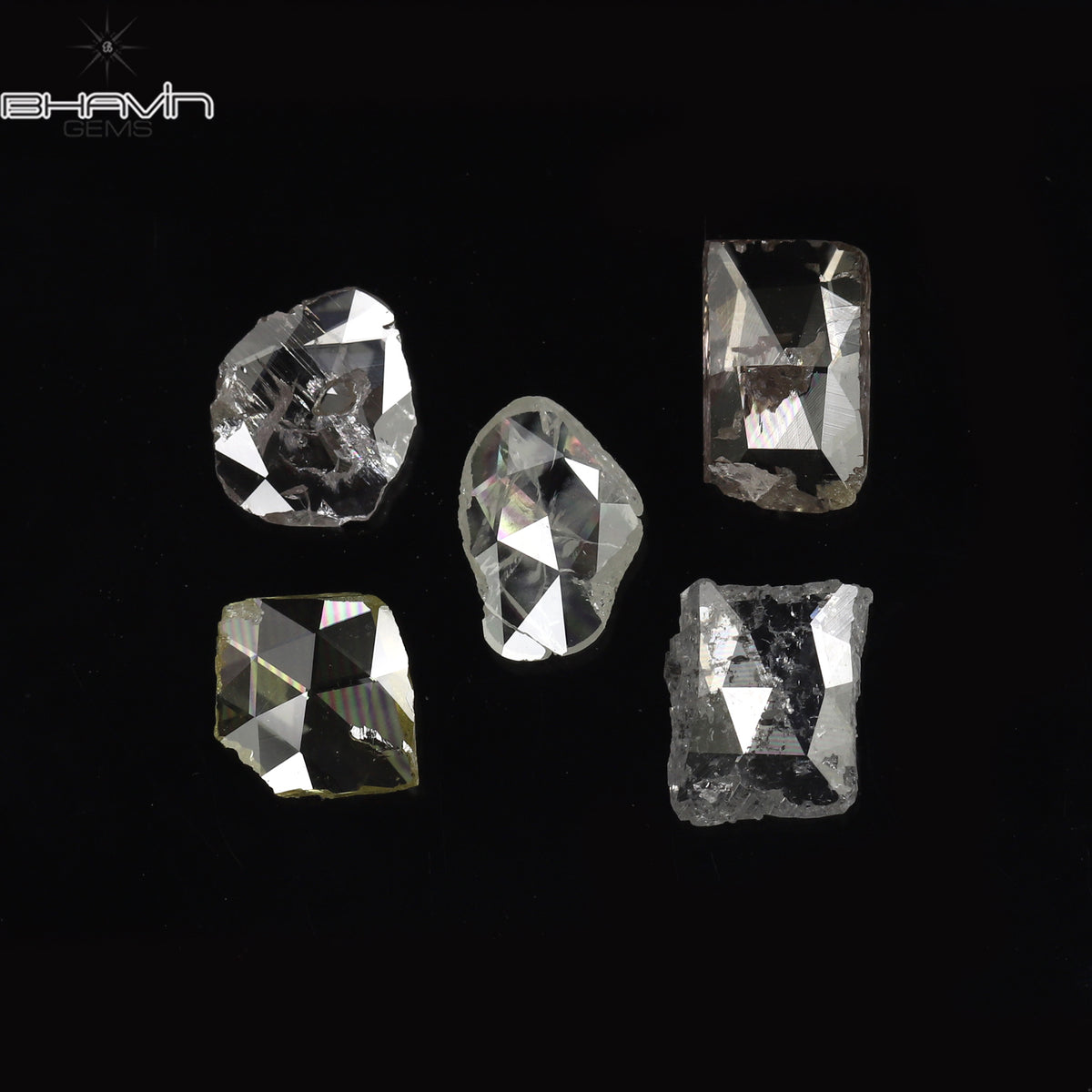 0.90 CT/5 Pcs Natural Rosecut Polki Diamond White Color Clarity I2 (5.75 MM)