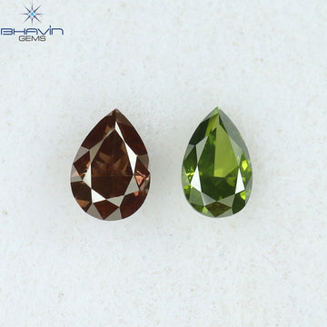0.21 CT/2 ピース ペアシェイプ ナチュラル ダイヤモンド ミックス カラー VS2 クラリティ (3.85 MM)